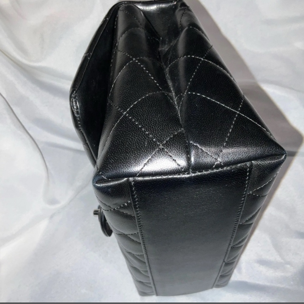 Excellent Chanel Kelly Top Handle Black Silver Hardware Medium 10” - Picture 5 of 8